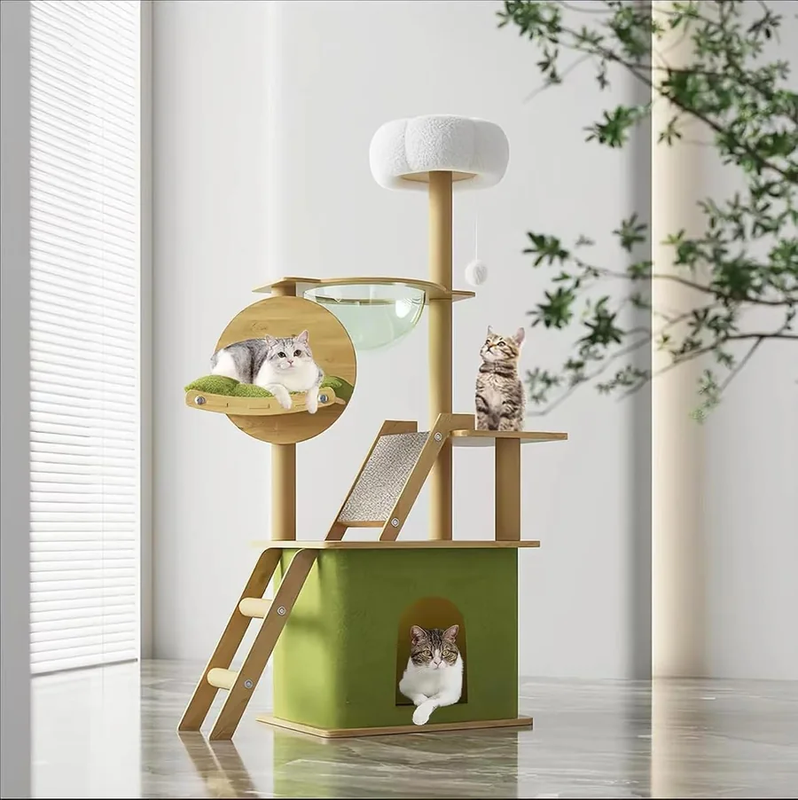 Cat house · transparent capsule · sisal posts