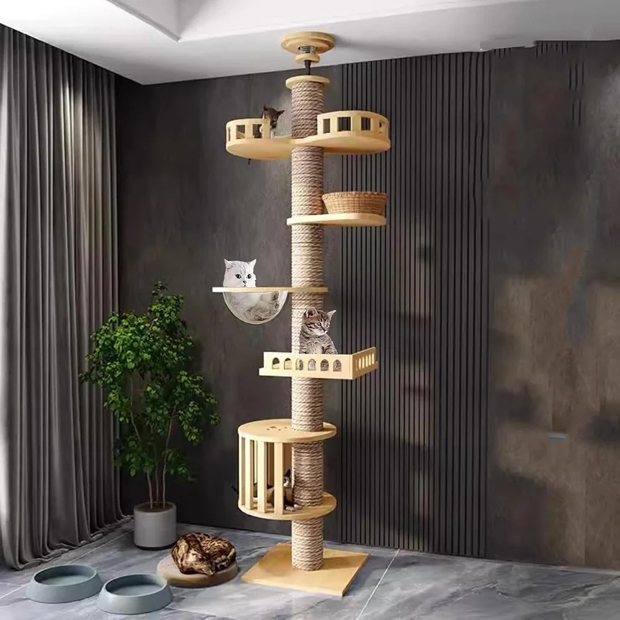 Adjustable floor-to-ceiling tensioner · multi-level