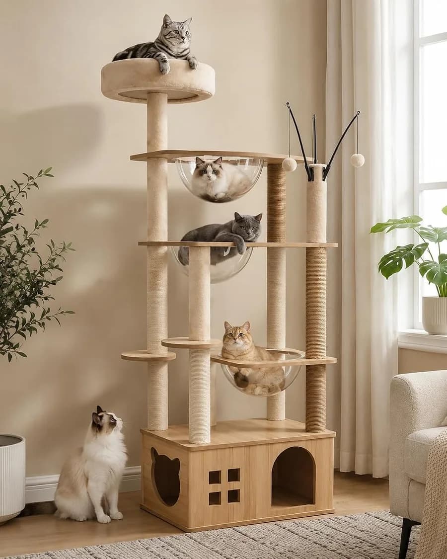 13 sisal posts · oversized platforms · XXL footprint