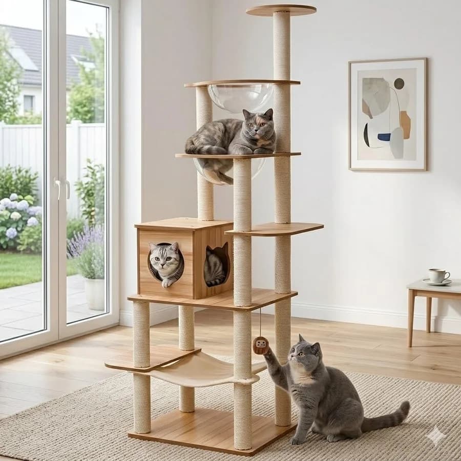 Ladder · den · plush platforms · tall ceiling fit