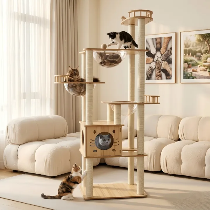 MEKI-8782 multi-capsule wood cat tower